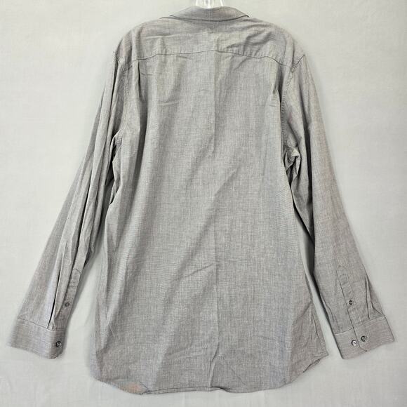 Gap Gray Shirt Stretch Slim Fit Button Up Classic Long Sleeves Mens Size XL Tall - Picture 2 of 8